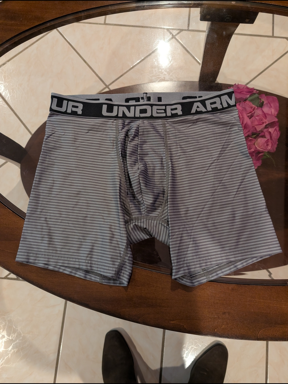 Under Armour Men’s Gray Striped Performance Boxer Briefs